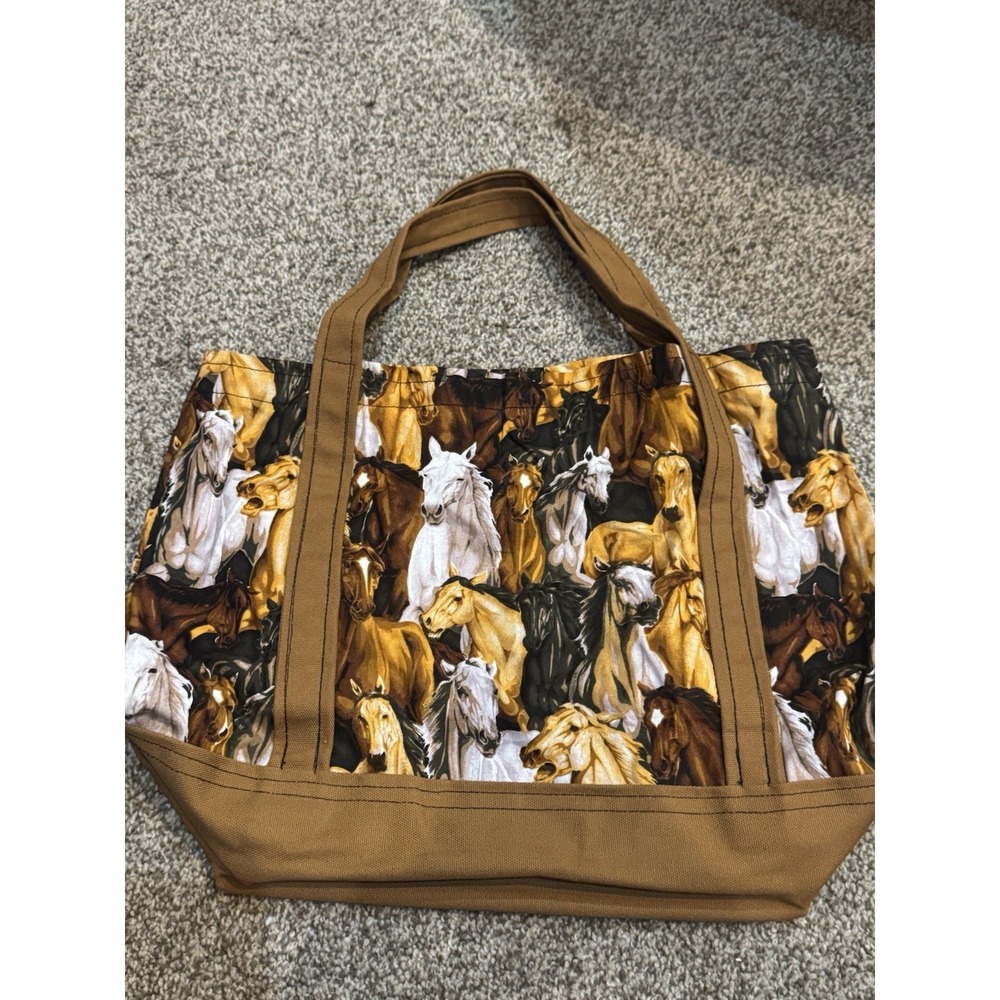 Horse Handmade Farm Equine Tote Bag Brown